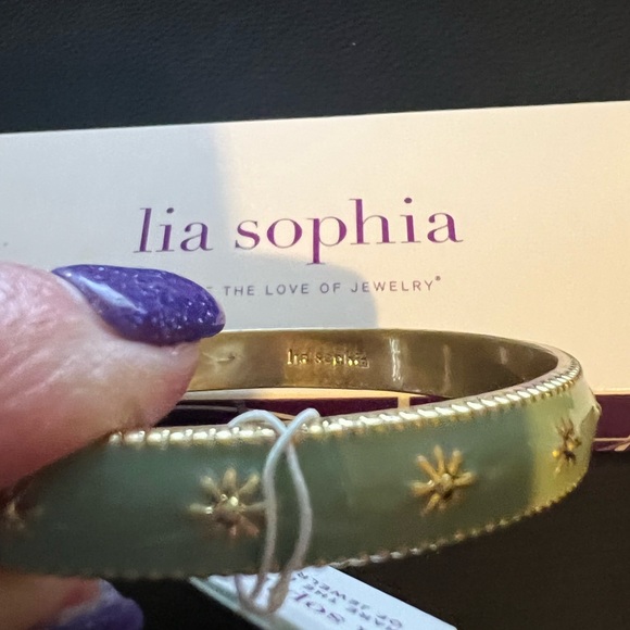 NWT Lia Sophia Icecapade green vintage gold matte bangle - Size Small - Picture 4 of 4
